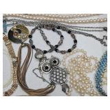 Costume Jewelry  Lot  Owl Necklace +