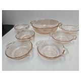 Pink Depression Berry Bowl Set