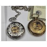 2 Pocket Watches Silver runs well, Gold tone miss