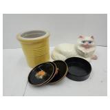 Pampered Chef Utencil Holder & Vintage Coasters+