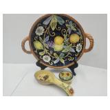 Serving Dish, Rooster Spoon Holder +