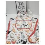 Cat Lot, Nice Apron, New Necklace, Sign & Kitty