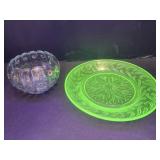 Uranium  Saucer 6' w Nics &  Votive Candle Holder