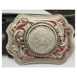 Leather Beltw Kennedy Half $ Belt Buckle 34-40