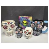 2 Skull Mugs & Salt & Pepper Shakers