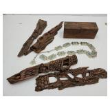 Wood Art Box, Bark Art &  Metal Belt