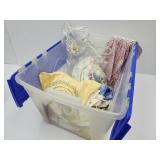 VTG Baby Clothes , Doilies & Scissor Lid Tote