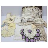Lot of Vintage Doilies & Baby Clothes