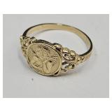 10 K Gold Cherub Ring Size 6 1/2