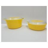 2 Pyrex Glass Bowls w/Lids #471 #473 VGC