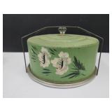 Vintage Metal Cake Carrier w/Glass Knob