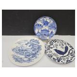 Blue & White Plates & 1 Stand Stafordshire, Wedgew
