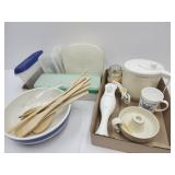 Italy Bowl Tupperware, Wooden Spoons +
