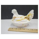 Hen on a Nest Slag Glass 6' Long