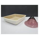 Pampered Chef Baking Dish & Amethyst Glass