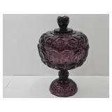 L.E. Smith Amethyst Moon & Stars 9 3/4'h Compote