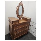 Antique Chest w Wishbone Mirror See Info & Size