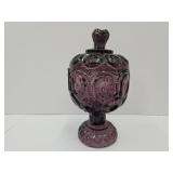 Covered Candy Dish Amethyst  Glass Moon  Stars 8'