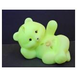Uranium Glass Fenton Hand Painted Burmese Bear