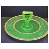 Uranium Glass Party  Serving Dish