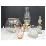 2 Oil Lamps 8' to 12' & Counter Jar +