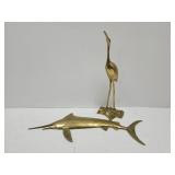 Large Brass 18' Long Swordfish & 16' Bird