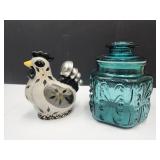 MCM Glass Canister & Rooster w/Measuring Spoons