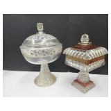 2 Vintage Glass Compotes 10'&12' H