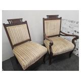 2  Vintage  Chairs w Ceramic Front Wheels