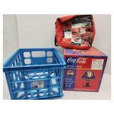 Coca Cola Lamp & Bag W/ Plastic Crate