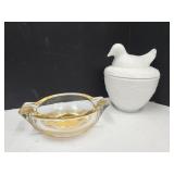 Dove on a Nest Peach Luster Ash Tray