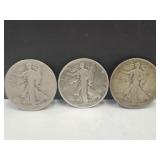 1929, 34 & 35 Silver Walking Liberty Half Dollar