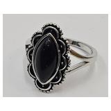 925 Silver Ring with Black Set SZ 8