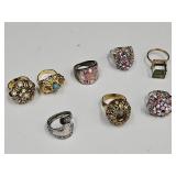 8 Costume Rings Missing Stones