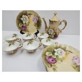 Lefton Tea Pot, Cups & Plates 1 Cup Cracked