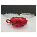 Ruby Red Coin Dot & American Fostoria Footed Dishs