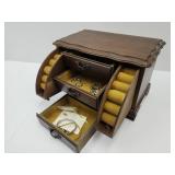Dresser Box w/Costume Jewerly & Watch 11.5x7.5