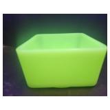 Jadite Uranium Glass Square Dish 4'W