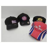 4 NASCAR Hats 2 Signed NO COA
