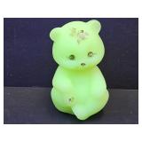 Uranium Glass Fenton Hand Painted 7 Signed Bear