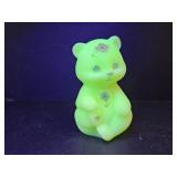 Fenton Hand Painted Uranium Glass Bear