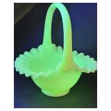 Fenton Uranium Glass Basket 6.5' wide