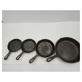 Lot of 4 Cast Iron Skillets See Sizes