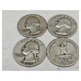 4- 1941 Washington Silver Quarters