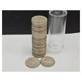 Tube of 1964D Washington Silver Quarters