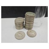 Tube of 1964D Washington Silver Quarters