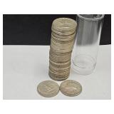 Tube of 1964 D Washington Silver Quarters