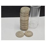Tube of 1964 D Washington Silver Quarters