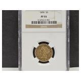 1898 Graded $5 Dollar Gold Coin PF 55