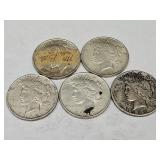 5- 1922 Peace Silver Dollar Coins